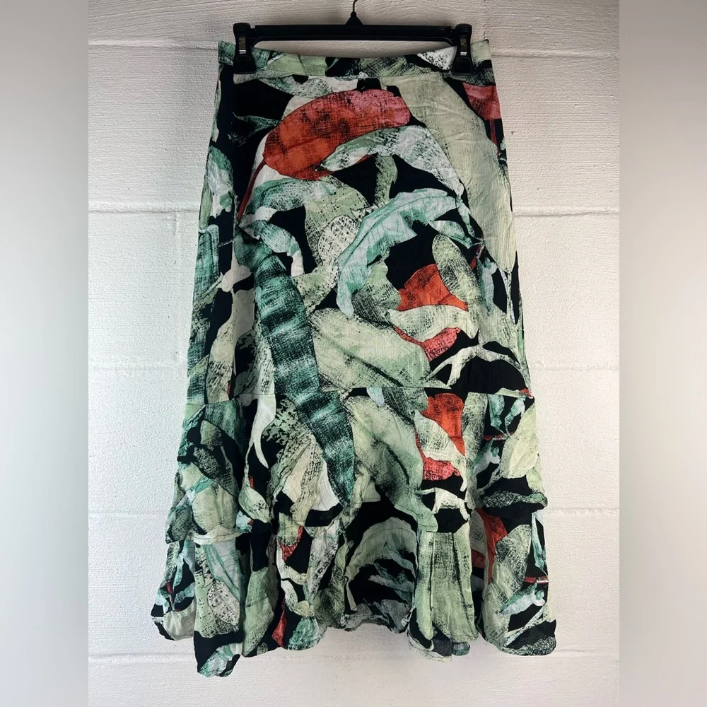 Lauren Conrad Tropical Palm Leaf Print Midi Skirt, Small
